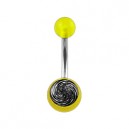 Nombril Acrylique Transparent Jaune Spirale