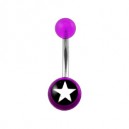 Nombril Acrylique Transparent Violet Etoile Blanche