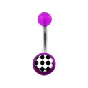 Nombril Acrylique Transparent Violet Damier