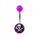 Nombril Acrylique Transparent Violet T&ecirc;te de Mort