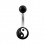 Piercing Nombril Acrylique Noir Yin et Yang