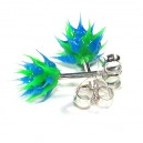 Boucles d'Oreilles Silicone Piques Bleu / Vert