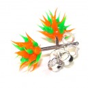 Boucles d'Oreilles Silicone Piques Orange / Vert