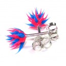 Boucles d'Oreilles Silicone Piques Rose / Bleu
