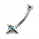 Arcade Acier Chirurgical 3 Piques Diamant Turquoise
