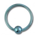 Labret / Anneau Titane Anodis&eacute; Bleu Clair fermeture Boule