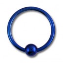 Labret / Anneau Titane Anodis&eacute; Bleu Marine fermeture Boule