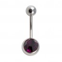 Nombril Acier 316L Diamant Strass Violet
