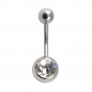 Nombril Acier 316L Diamant Strass Blanc