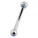 Arcade Acier 316L Deux Diamants Strass Bleu Clair
