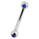 Arcade Acier 316L Deux Diamants Strass Bleu Fonc&eacute;