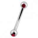 Arcade Acier 316L Deux Diamants Strass Rouge