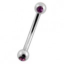 Arcade Acier 316L Deux Diamants Strass Violet
