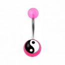Nombril Acrylique Transparent Rose Yin et Yang