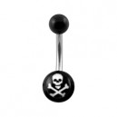 Nombril Acrylique Noir T&ecirc;te de Mort
