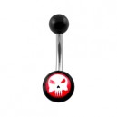Piercing Nombril Acrylique Noir The Punisher