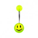 Nombril Acrylique Transparent Vert Smiley