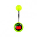 Nombril Acrylique Transparent Vert Cerises