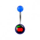 Nombril Acrylique Transparent Bleu Foncé Cerises