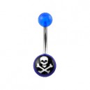 Nombril Acrylique Transparent Bleu Foncé Tête de Mort