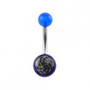 Nombril Acrylique Transparent Bleu Foncé Spirale