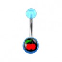 Nombril Acrylique Transparent Bleu Clair Cerises