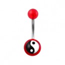 Nombril Acrylique Transparent Rouge Yin et Yang
