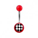 Nombril Acrylique Transparent Rouge Damier