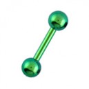T&eacute;ton / Barbell Titane Anodis&eacute; Vert Deux Boules