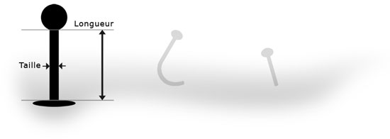 Taille des piercings studs et labret