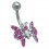 Piercing Nombril Papillon Ailes Batantes Rose 2