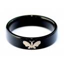Bijou Bague Noire R&eacute;active UV Papillon
