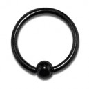 Piercing Anneau Blackline Anodis&eacute; Noir fermeture Boule