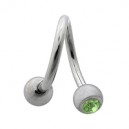 Piercing Spirale Acier Chirurgical Diamant Vert Clair