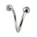 Piercing Spirale Acier Chirurgical 5 Diamants Blancs