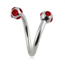 Piercing Spirale Acier Chirurgical 5 Diamants Rouges