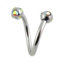 Piercing Spirale Acier Chirurgical 5 Diamants
