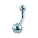 Piercing Nombril Anodis&eacute; Bleu Clair Boules