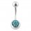 Piercing Nombril Diamants Swarovski Bleus Clairs