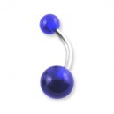 Piercing Nombril Acrylique Transparent Bleu Boules
