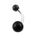 Piercing Nombril Acrylique Noir Boules