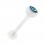 Piercing Langue Bioflex Blanc Diamant Bleu Clair