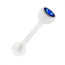 Piercing Langue Bioflex Blanc Diamant Bleu