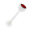 Piercing Langue Bioflex Blanc Diamant Rouge