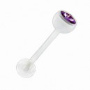 Piercing Langue Bioflex Blanc Diamant Violet