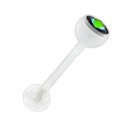 Piercing Langue Bioflex Blanc Diamant Multicolore