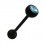 Piercing Langue Bioflex Noir Diamant Bleu Clair