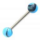 Piercing Langue Acrylique Bleu Transparent Marbr&eacute;