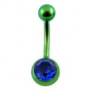 
Nombril Titane Anodis&eacute; Vert Diamant Bleu
