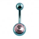 
Nombril Titane Anodis&eacute; Bleu Clair Diamant Rose Clair